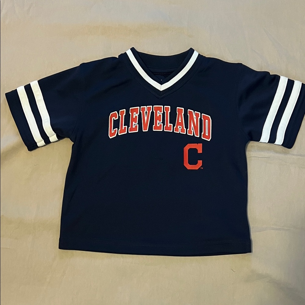 Cleveland Baseball Kids Navy and White Sports Jersey